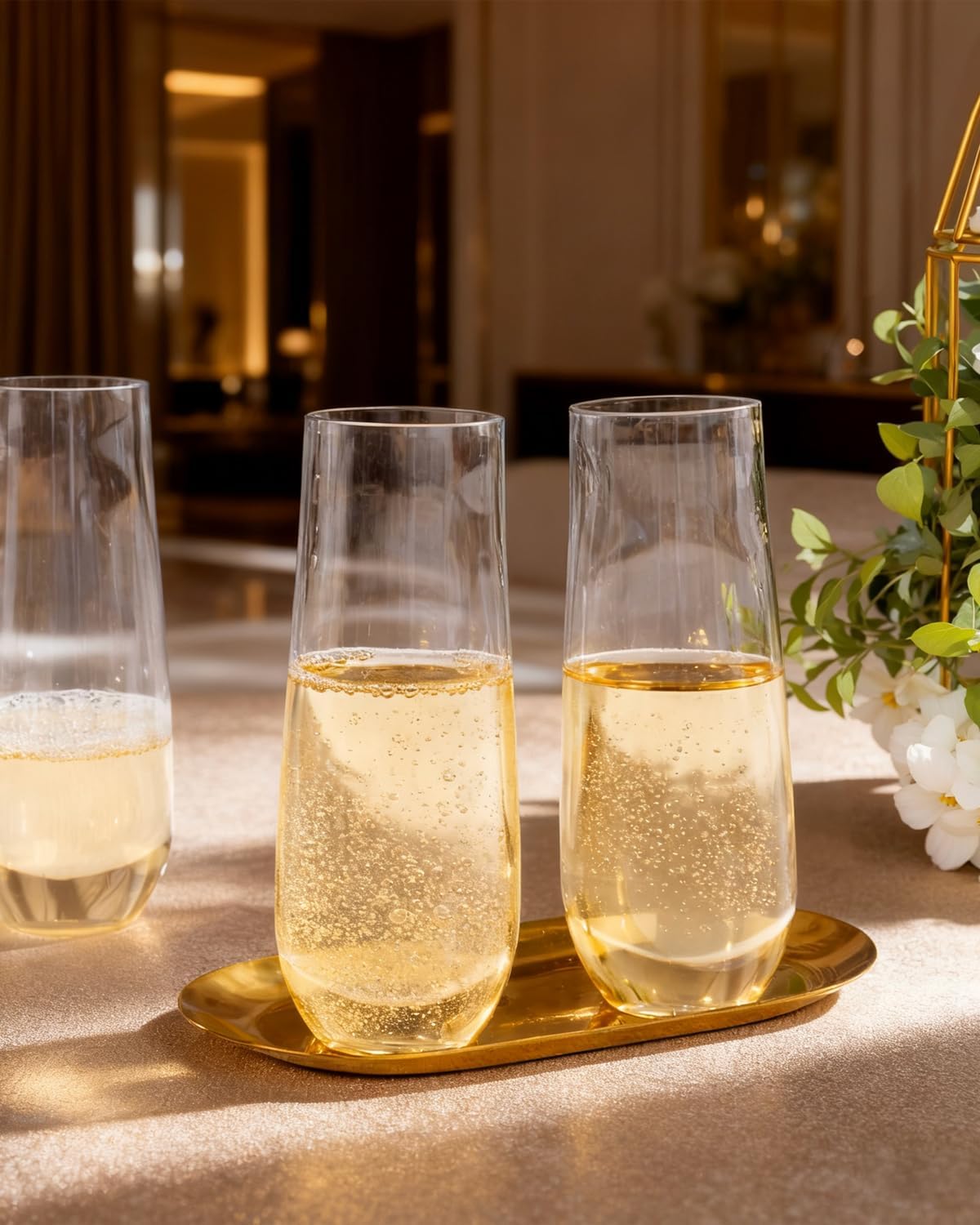Ciaell 30 Pack Pink Plastic Ribbed Wine Glasses, 12 OZ Origami Stemless Disposable Wine Champagne Whiskey Glasses Unbreakable Clear Plastic Cocktail Glasses, Wine Cups for Party Wedding