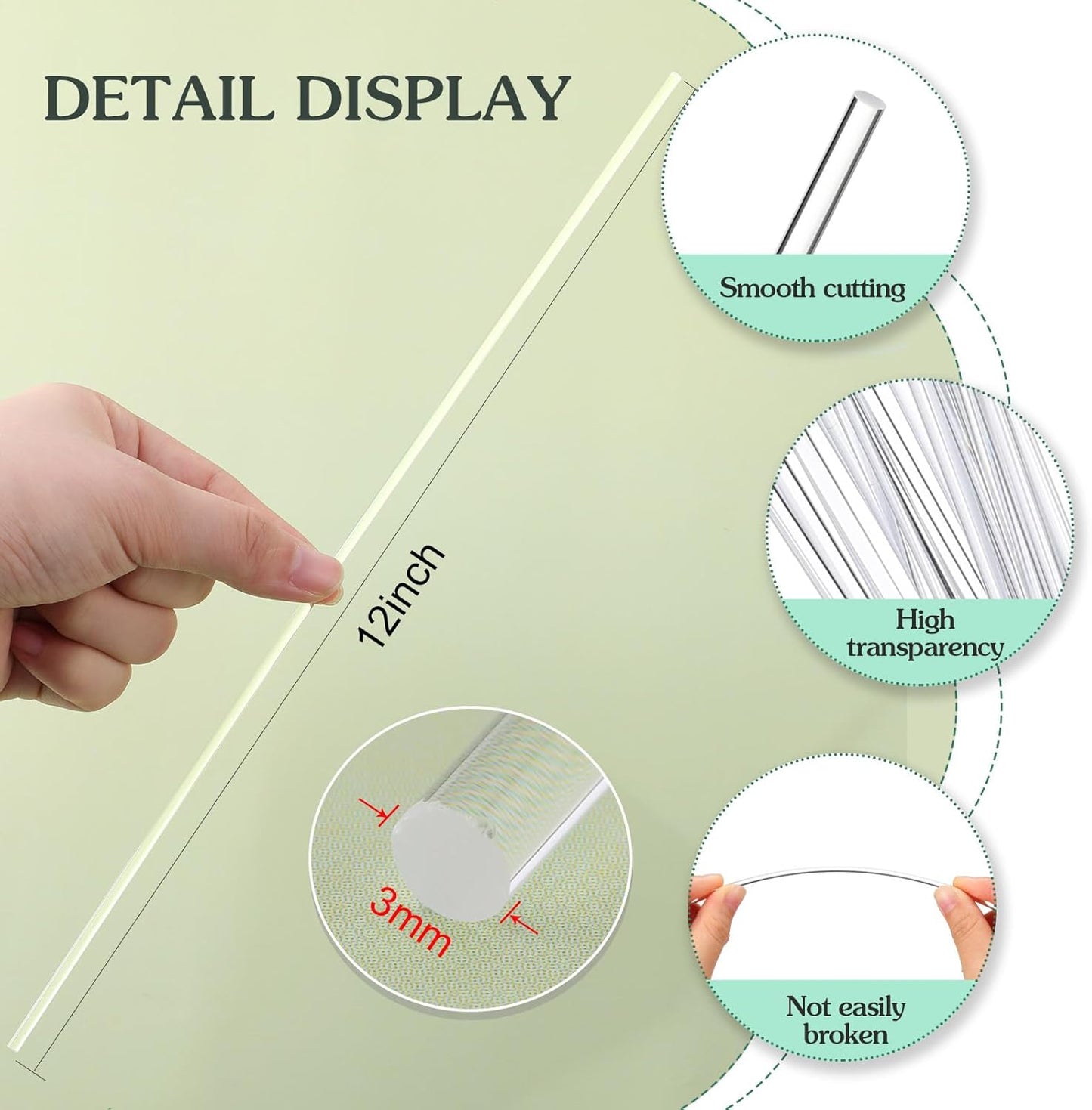 Zopeal 200 Pcs Acrylic Lollipop Sticks Clear Cake Pops Rods Cake Topper Candy Cupcake Treat Stick for Wedding Chocolate Cookie Dessert Handmade DIY Crafts Party Decor Gardening(6 x 0.12 Inches,Clear)