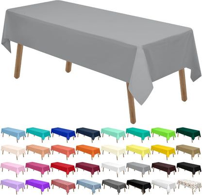 PARTY ULYJA White Plastic Tablecloths 2 Pack Disposable Table Covers 54 x 108 Inch Bridal Shower PEVA Vinyl Table Cloths for Picnic Birthday Wedding Banquet Parties 8 ft Rectangle Table Use