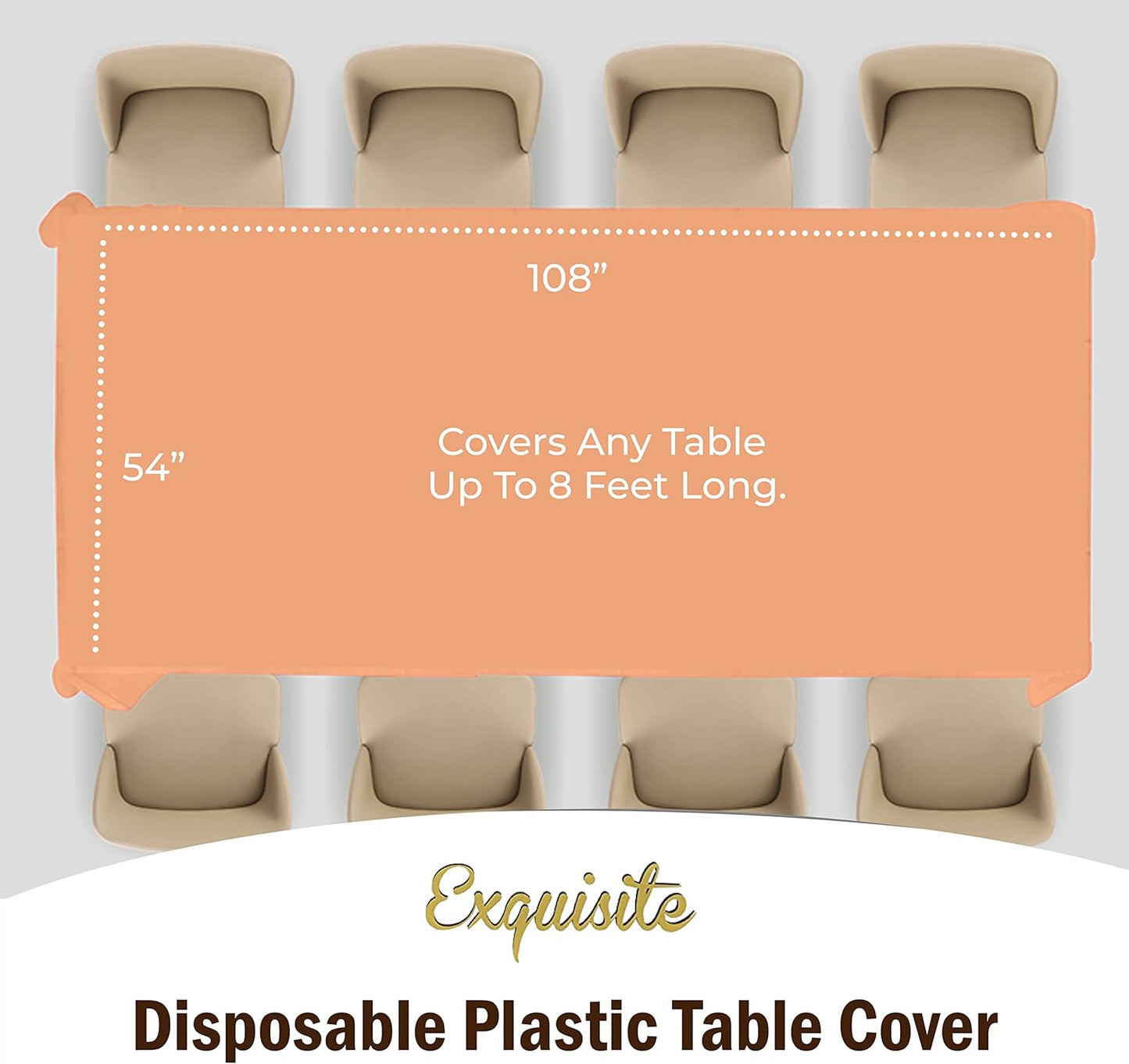 Exquisite Party Solids 6-Pack Premium Plastic Tablecloth 54in. x 108in. Rectangle Plastic Table Cover - Navy