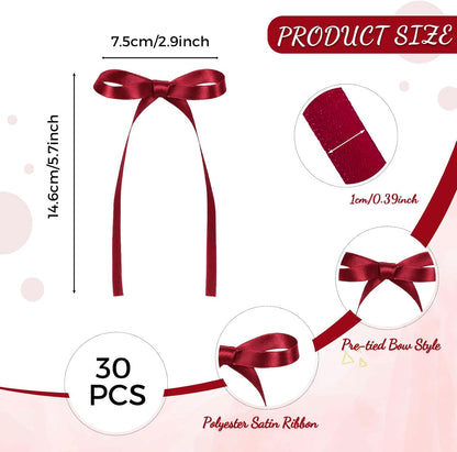 30 Pack Bow Cake Toppers Pink Ribbons Bows for Cake Coquette Themed Bow Cupcake Toppers Pink Bow Birthday Decorations for Baby Shower, Birthday, Wedding, Bachelorette, Mothers Day Decorations
