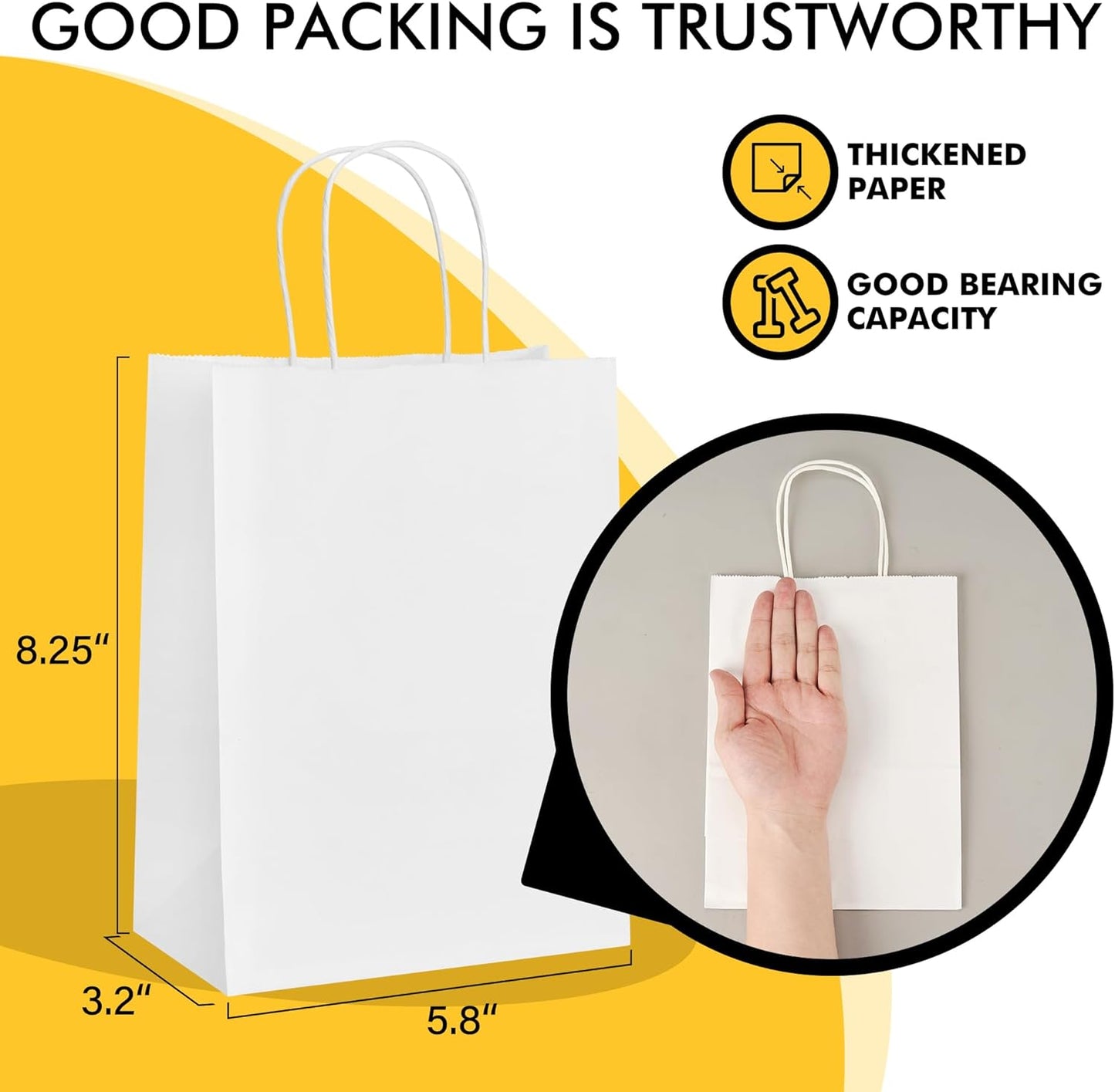 RACETOP 32 Pack Small Paper Gift Bags with Handles, 5.8"×3.2"×8.25" Kraft Paper Party Favor Bags Bulk for Kids Birthday, Baby Shower, Crafts, Wedding, Party Supplies (8 Colors)