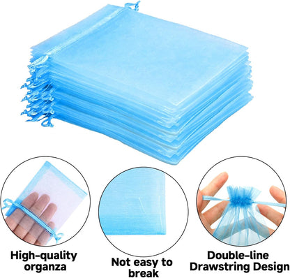 joycraft 50Pcs Organza Bags, 2x3 inch Gift Favor Bags, White Wedding Favor Bags, Jewelry Pouches with Drawstring, Mesh Bags Drawstring for Jewelry, Festival, Makeup, Candy, Desserts