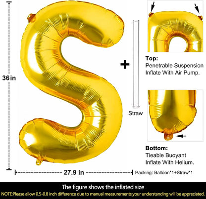 Lovoir 40 Inch Large Gold Letter A Balloons Big Size Jumbo Mylar Foil Helium Balloon for Birthday Party Celebration Decorations Alphabet Gold A
