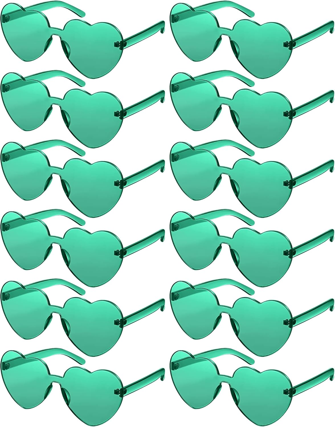 Photect 12 Pair Heart Shaped Sunglasses Neon Color Transparent Heart Glasses for Women Party Favor