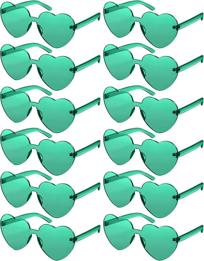 Photect 12 Pair Heart Shaped Sunglasses Neon Color Transparent Heart Glasses for Women Party Favor