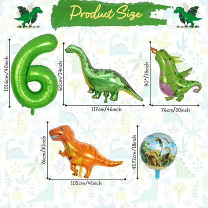 Dinosaur 5th Birthday Decorations, Dinosaur Birthday Party Decorations with Giant Inflatable Dinosaur Balloons 40 Inch Helium Foil Mylar Number 5 Balloons for Dinosaur Theme Birthday Party Decorations