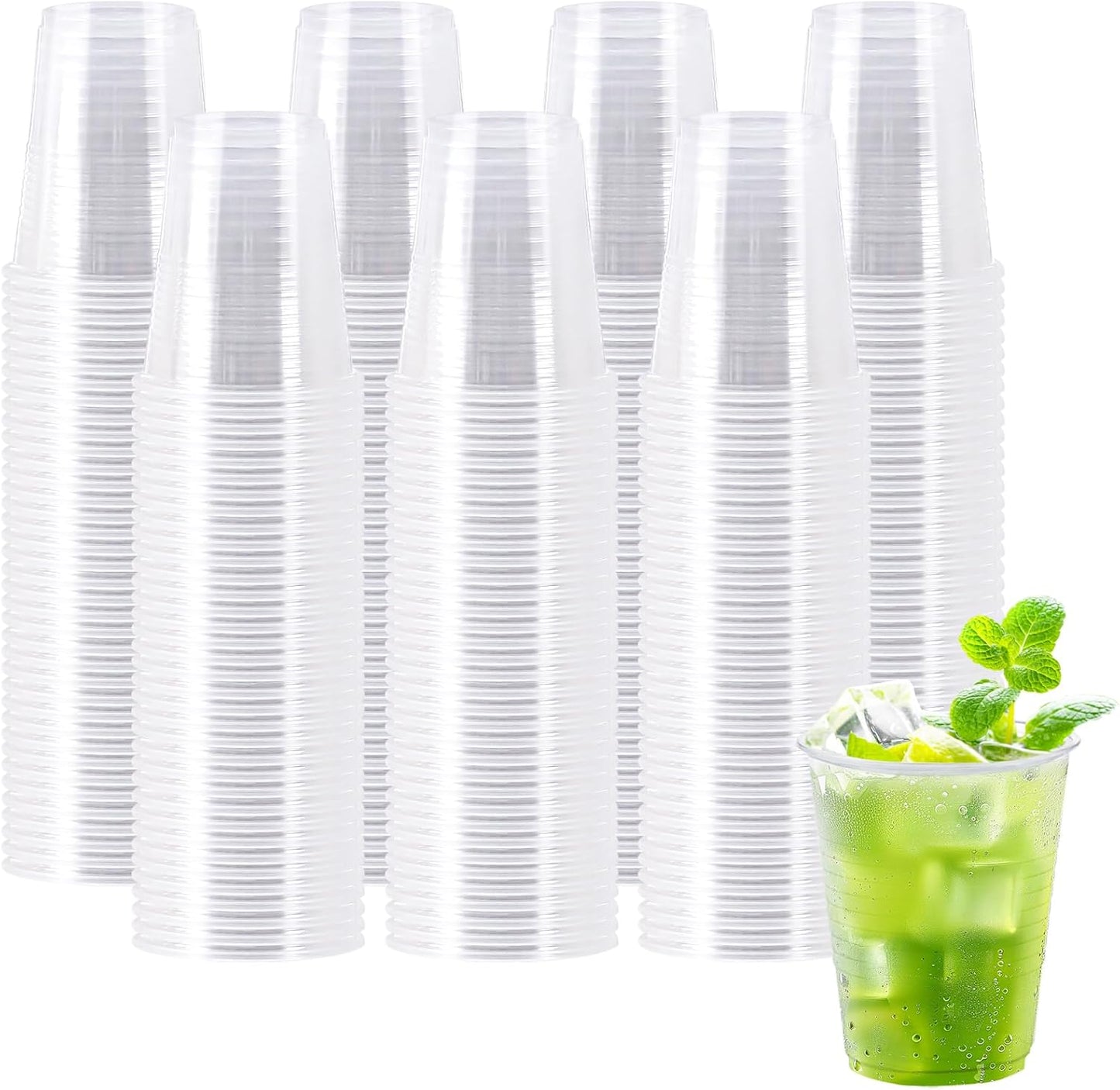 Clawsoff 500 Pack 9 oz Plastic Cups, Disposable Drinking Cups, Water Cups Plastic Clear Cups for Party, Wedding, Graduation, Travel, Holiday, Events, Birthday,Cold,Hot