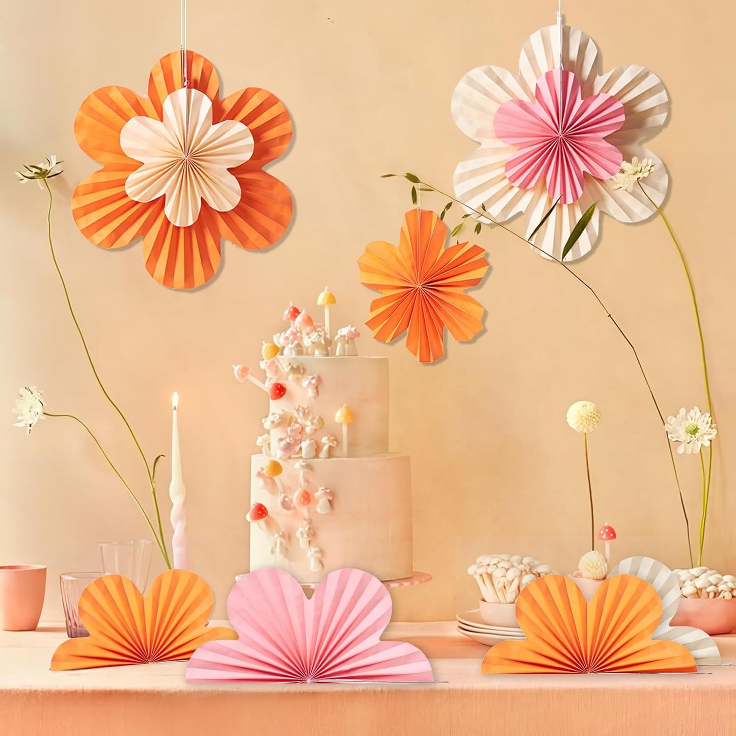 Easy Joy Paper Leaves Decorations for Wall Paper Fans Classroom Decoration Leaves Backdrop Decor Wall Decor,Set of 9