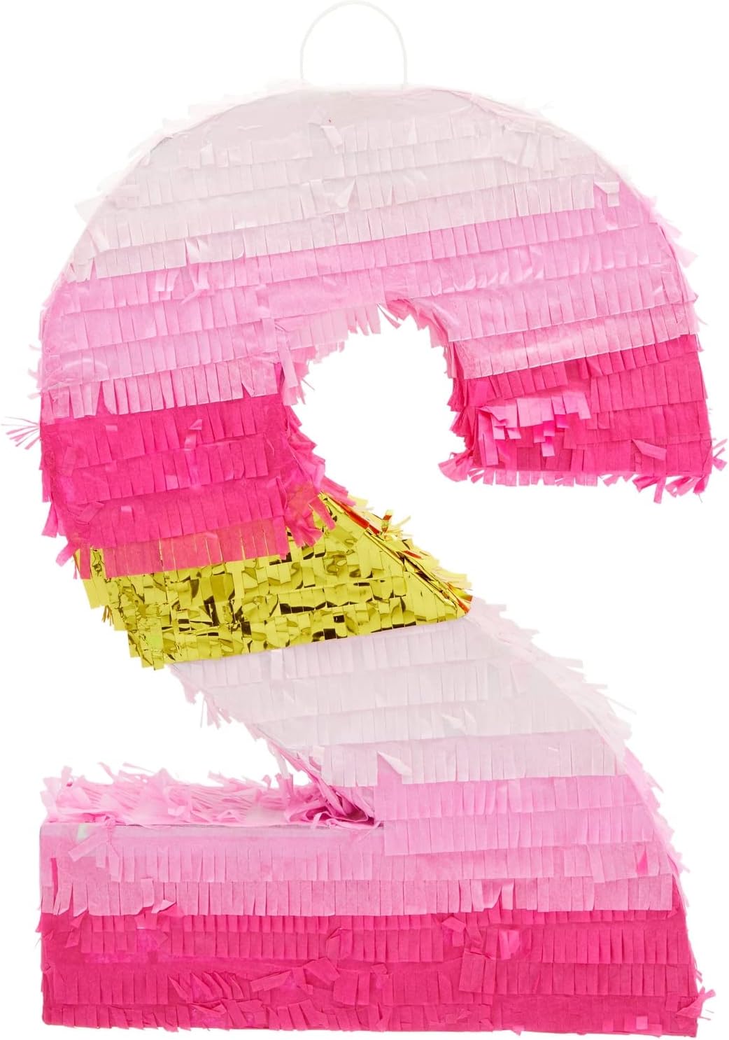 Number 5 Pinata, Pink and Gold Foil for Girls 5th Birthday Party Decorations (Small, 16.5 x 11.6 x 3 In)