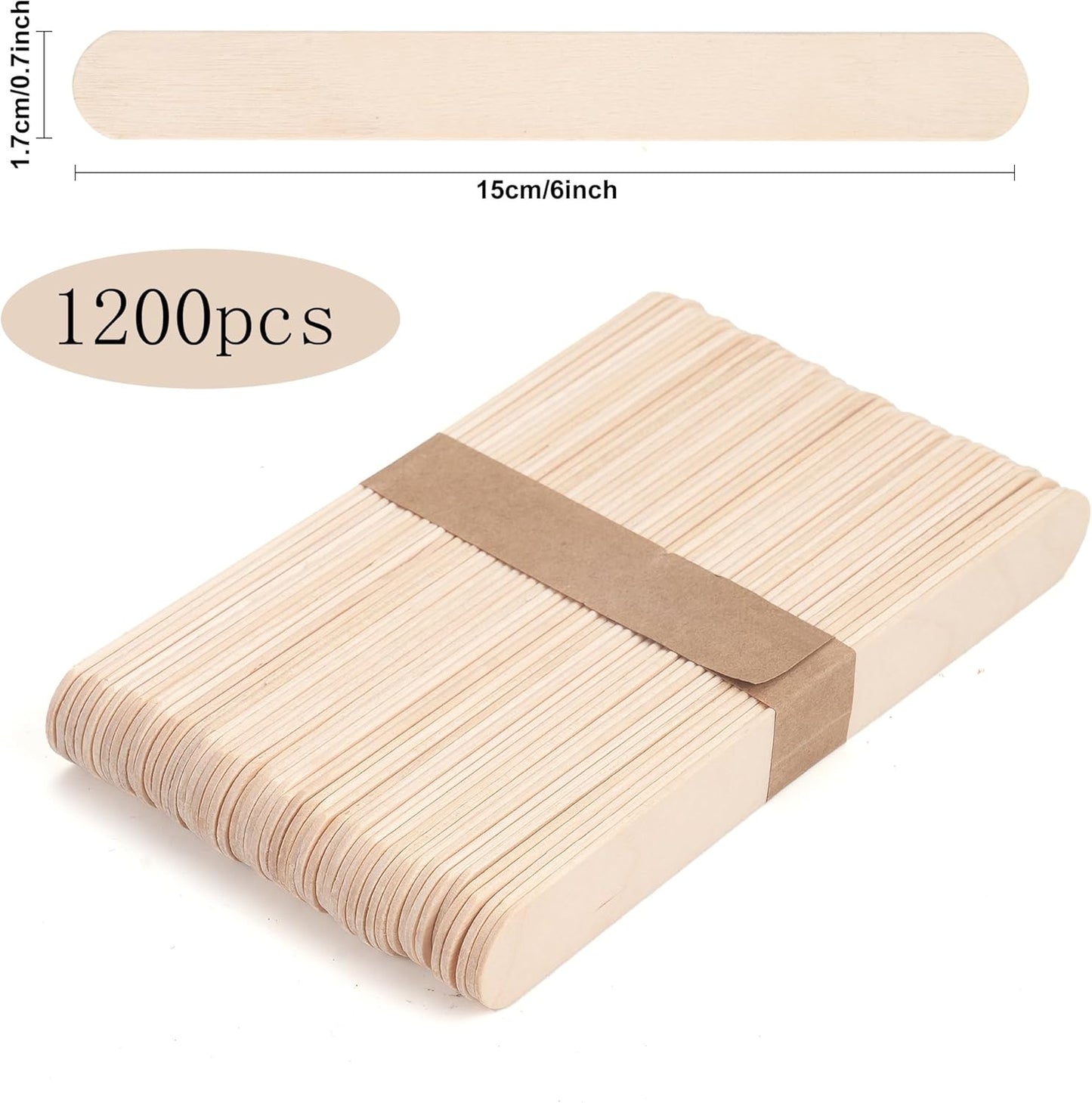 1200 Pieces Wooden Craft Sticks, 4.5 Inch Long Natural Wood Popsicle Ice Cream Sticks for DIY Wood Crafts, Hair Removal and Waxing Supplies, Paint Stirrer, Art Projects and Ice Pop Sticks