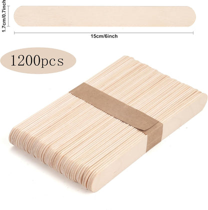 1200 Pieces Wooden Craft Sticks, 4.5 Inch Long Natural Wood Popsicle Ice Cream Sticks for DIY Wood Crafts, Hair Removal and Waxing Supplies, Paint Stirrer, Art Projects and Ice Pop Sticks