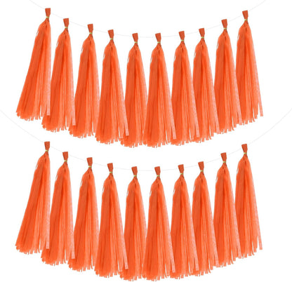 MECCANIXITY 20Pcs Tassel Garland Banner Tissue Paper for Streamers Party Decorations, Valentine's Day Birthday Decor for Women with Rope and Tie Wire (Pink, 14.6Inch)