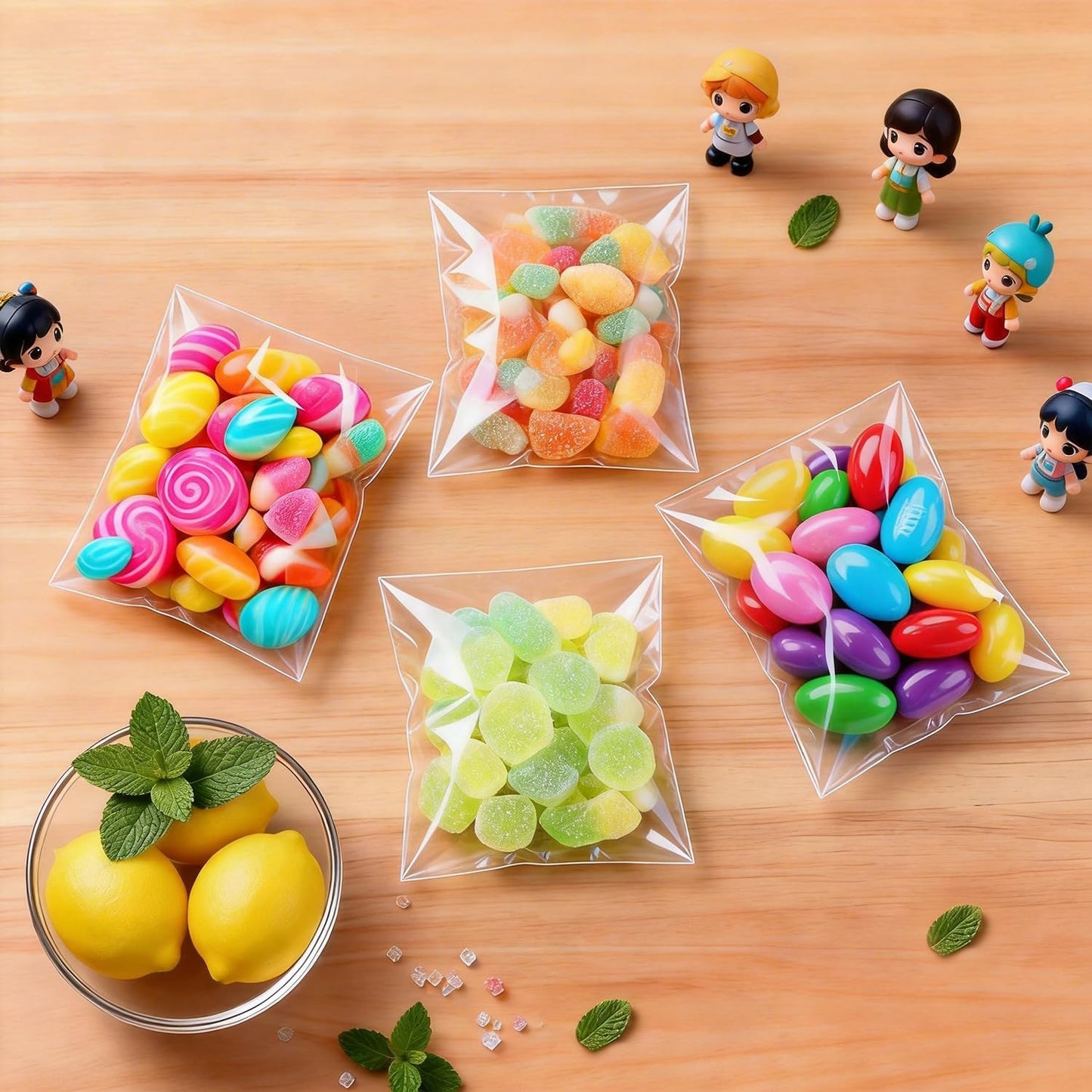 PigPotParty Cookie Bags 4''x 6", 100 Pcs Self Sealing Cellophane Treat Bags, Small Clear Plastic Goodie Bag for Gift, Snack, Party Favor, Candy
