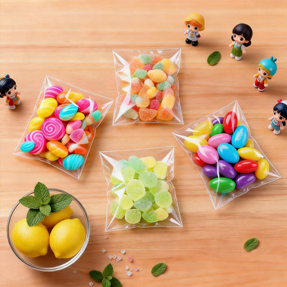 PigPotParty Cookie Bags 4''x 6", 100 Pcs Self Sealing Cellophane Treat Bags, Small Clear Plastic Goodie Bag for Gift, Snack, Party Favor, Candy