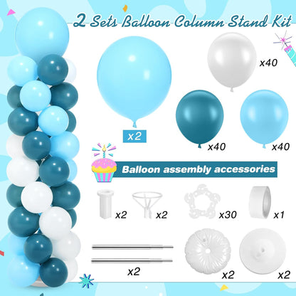 Jenaai 2 Sets 163 Pcs Pink Metallic Rose Gold Balloons Column Stand Kit Bridal Party Latex Balloons Adjustable Tower Stand for Graduation Bridal Shower Wedding Engagement Mothers Day Birthday Decor
