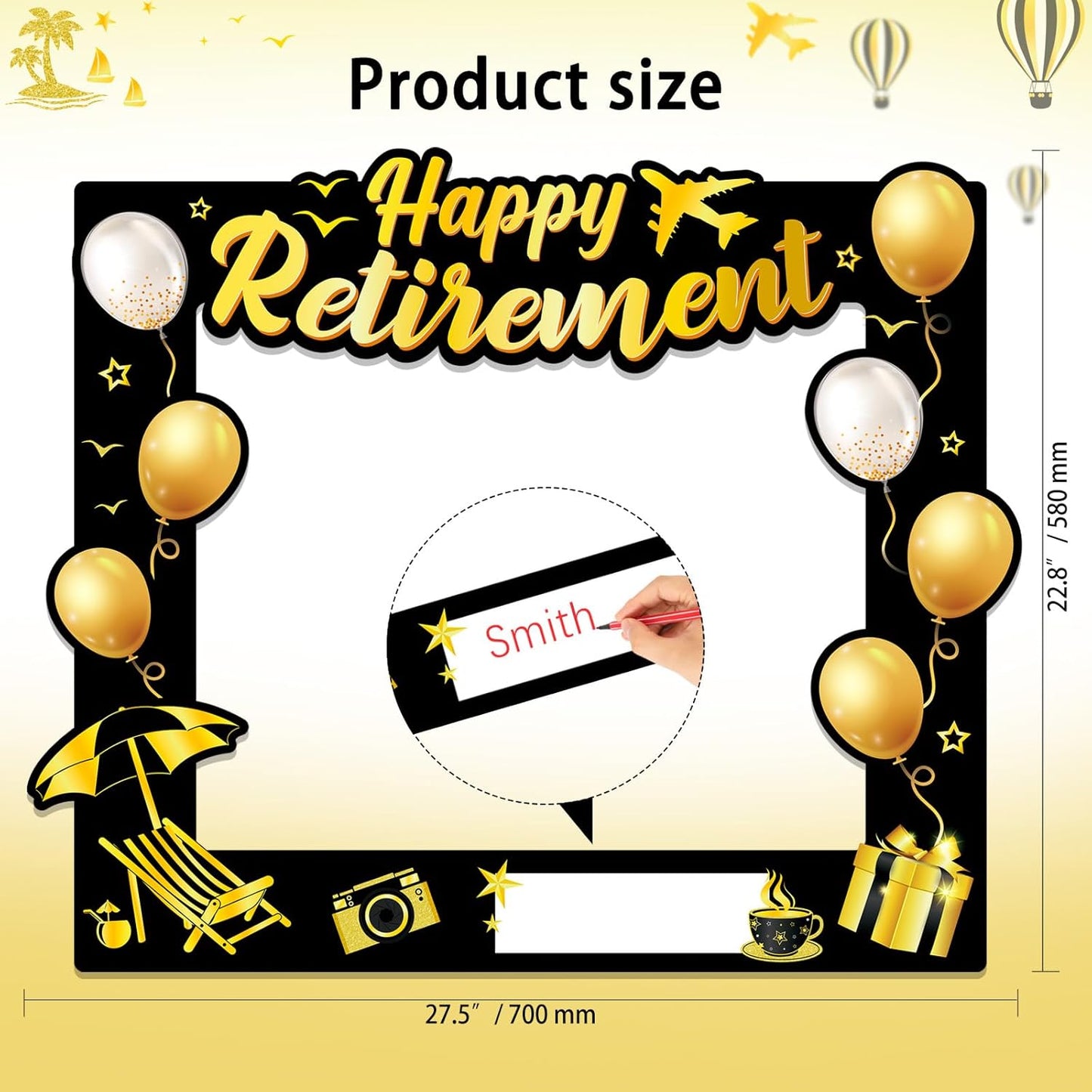 HOWAF Retirement Party Photo Booth Props Kit - 26pcs Selfie Props & 1 Frame, Fun Retire Party Favors