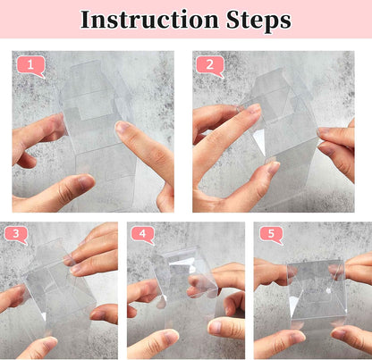 JOERSH 2x2x2 Inches Clear Boxes for Favors with Gift Ribbons, 60 PCS Mini Transparent Cube Wedding Baby Shower Birthday Party Favor Boxes, Small Gifts Display Individual Macaron Box