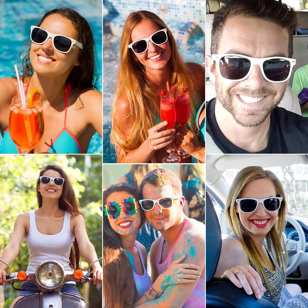 Party Sunglasses Bulk - Adult Retro Plastic Pack of 12 Vintage Sunglasses for Men Women - Party Favors