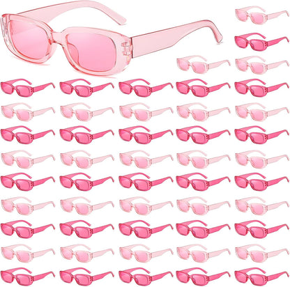 50/100 Pack Rectangle Sunglasses Bulk for Adult Retro Cheap 90s Y2K Small Glasses UV400 Protection