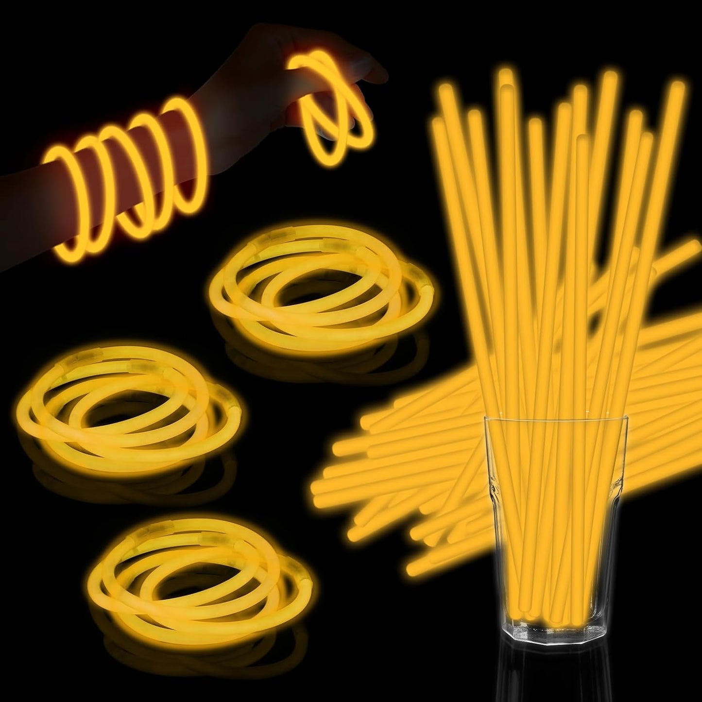 60 Pack 8” White Glow Sticks Bulk with 60 Connectors Neon Glow In The Dark Party favors Supplies for Holiday Birthday Party Decoration (White)