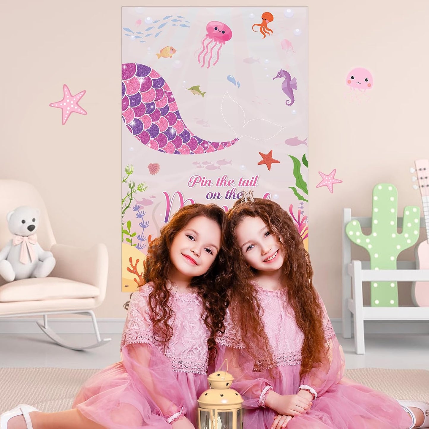 Pin The Crown on The Princess Party Games for Girls Princess Birthday Party with 24 Pcs Crowns, Large Princess Poster for Kids Girls Princess Birthday Party Princess Tea Party Decorations