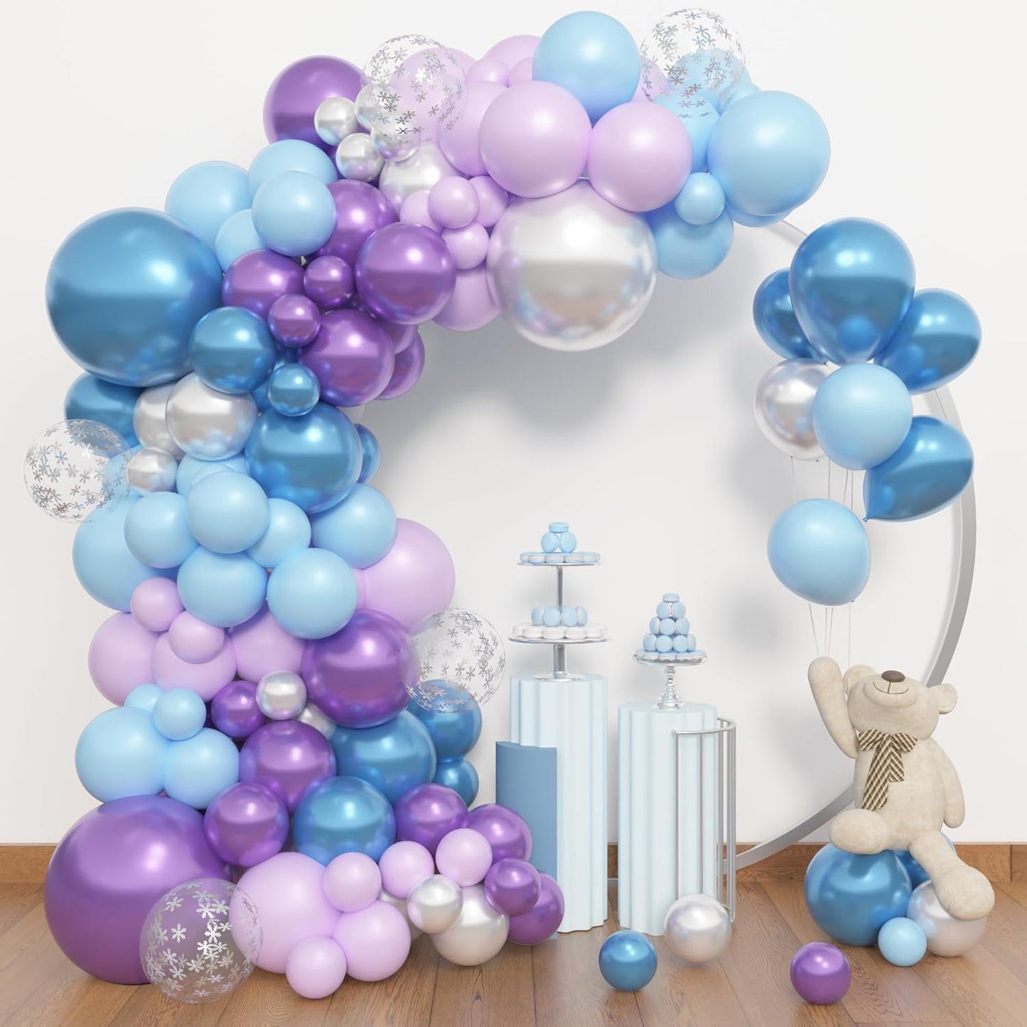 Amandir 153pcs Pink Purple Balloon Garland Arch Kit, Different Sizes 18 12 10 5 inch Pink Purple Red Latex Metallic Confetti Purple Balloons for Girl Women Birthday Bridal Baby Shower Party Decoration