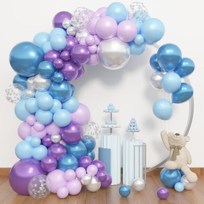 Amandir 153pcs Pink Purple Balloon Garland Arch Kit, Different Sizes 18 12 10 5 inch Pink Purple Red Latex Metallic Confetti Purple Balloons for Girl Women Birthday Bridal Baby Shower Party Decoration