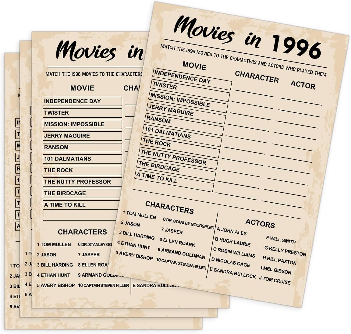 QUPT 40th Birthday Party Games, Movies in 1986 Games, Birthday Party Supplies for Adults, Fun 1986s Party Game，Pack of 30 Cards