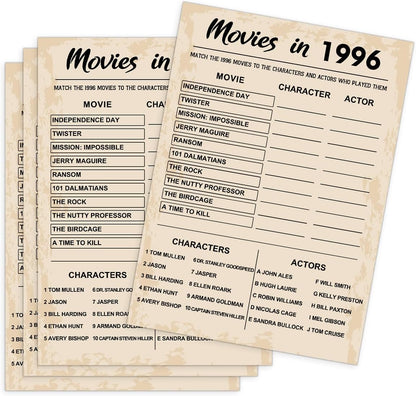 QUPT 40th Birthday Party Games, Movies in 1986 Games, Birthday Party Supplies for Adults, Fun 1986s Party Game，Pack of 30 Cards