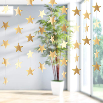 Patelai Glitter Star Garland Banner 2026 Graduation Decor 130 Feet Star Hanging Banner Twinkle Backdrop for Party Birthday Classroom Wedding Supplies(Gold)