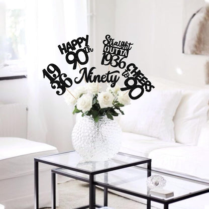15 PCS 50th Birthday Centerpiece Sticks Fifty Happy 50th Straight Outta 1976 Table Flower Centerpieces Sticks Cheers to 50 Floral Decorations for 50th Birthday Party Centerpieces Supplies Black