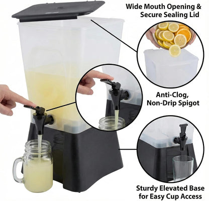 Beverage Dispenser 5 Gallon Drink Dispenser with Spigot, Juice Dispensers for Parties, Black Base