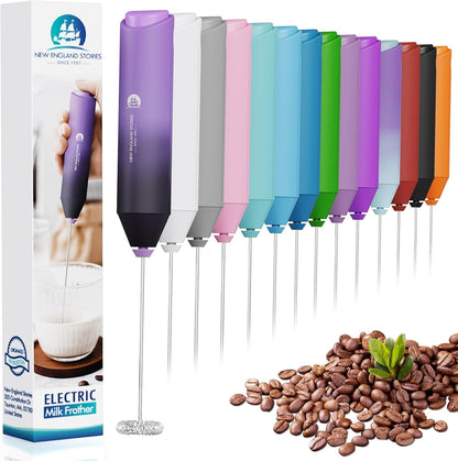 Powerful Milk Frother Wand - Mini Handheld Milk Frother with Stainless Steel Whisk - Battery-Powered Drink Mixer for Coffee, Lattes, Cappuccinos, Matcha - Coffee Enthusiasts Gift - Black