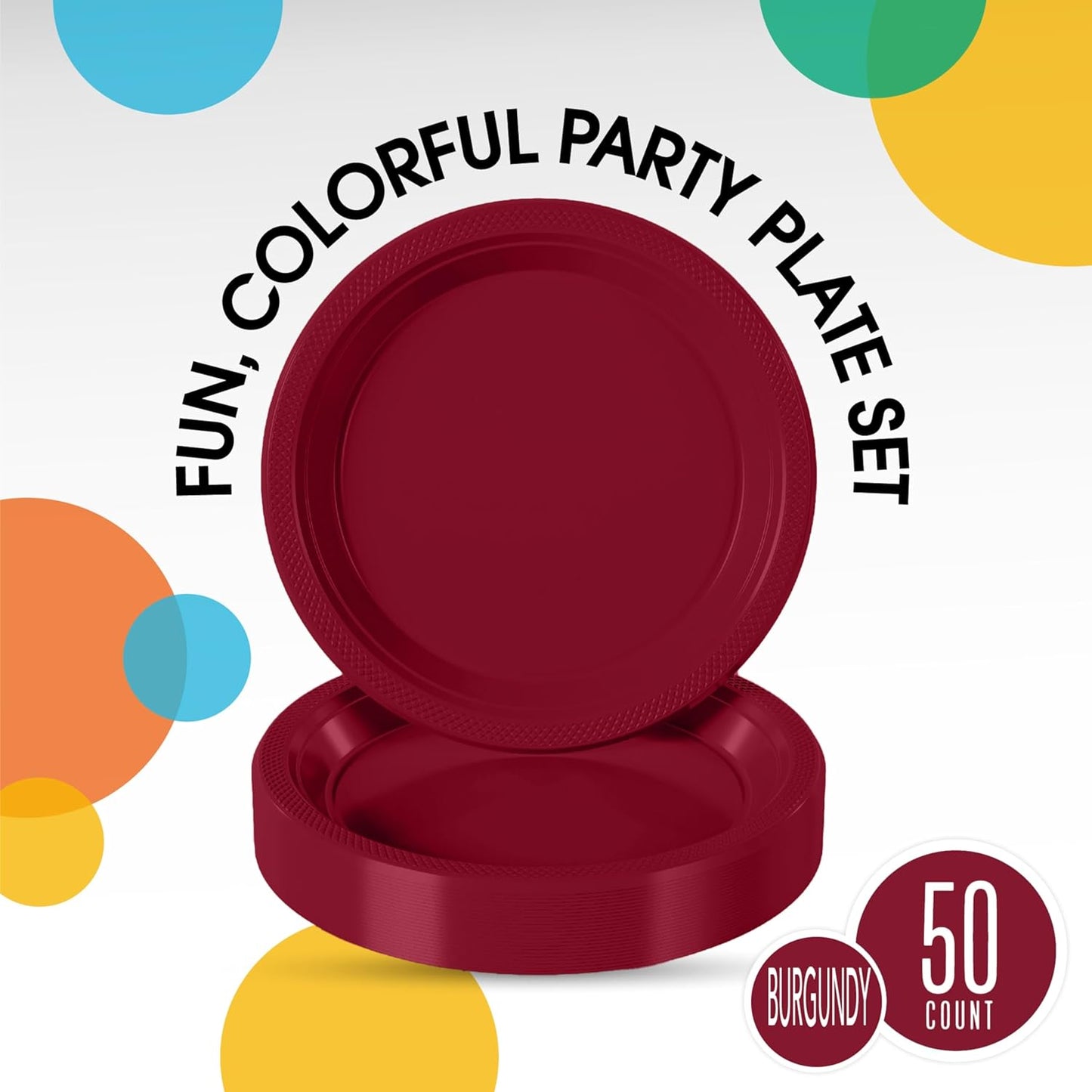 Exquisite Party Solids Red Plastic Plates For Party Supplies 10" Red Disposable Plates Heavy Duty 50 Pcs Plastic Dinnerware Sets Heavy Duty 350 GSM Disposable Dinnerware Set