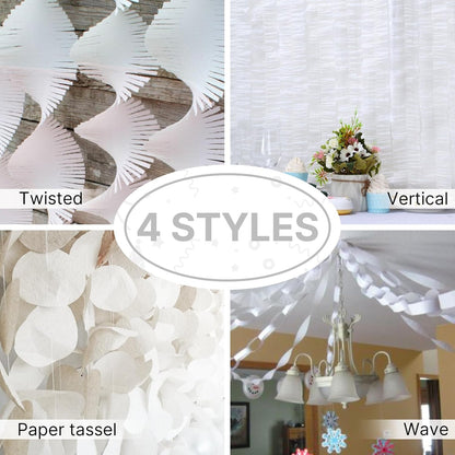 PartyWoo White Crepe Paper Streamers 10 Rolls 820 ft Pack of Pearl White Crepe Paper for Graduation Wedding Baby Shower Anniversary Gender Reveal Birthday Party Decorations (1.8 Inch x 82 Ft/Roll)