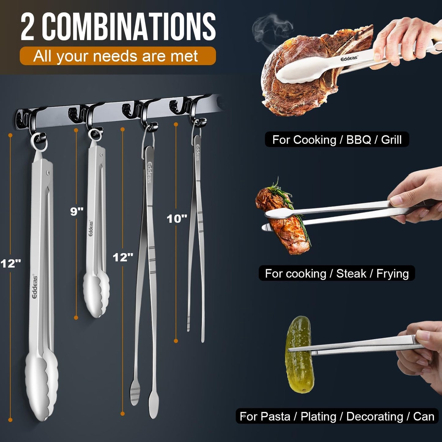 EDDEAS 12 PCS Small Serving Tongs, 4.3" Mini Gold Tongs, Gold Kitchen Tongs for Serving Food, Coffee Bar, Tea Party, Desserts Party and Ice Bucket