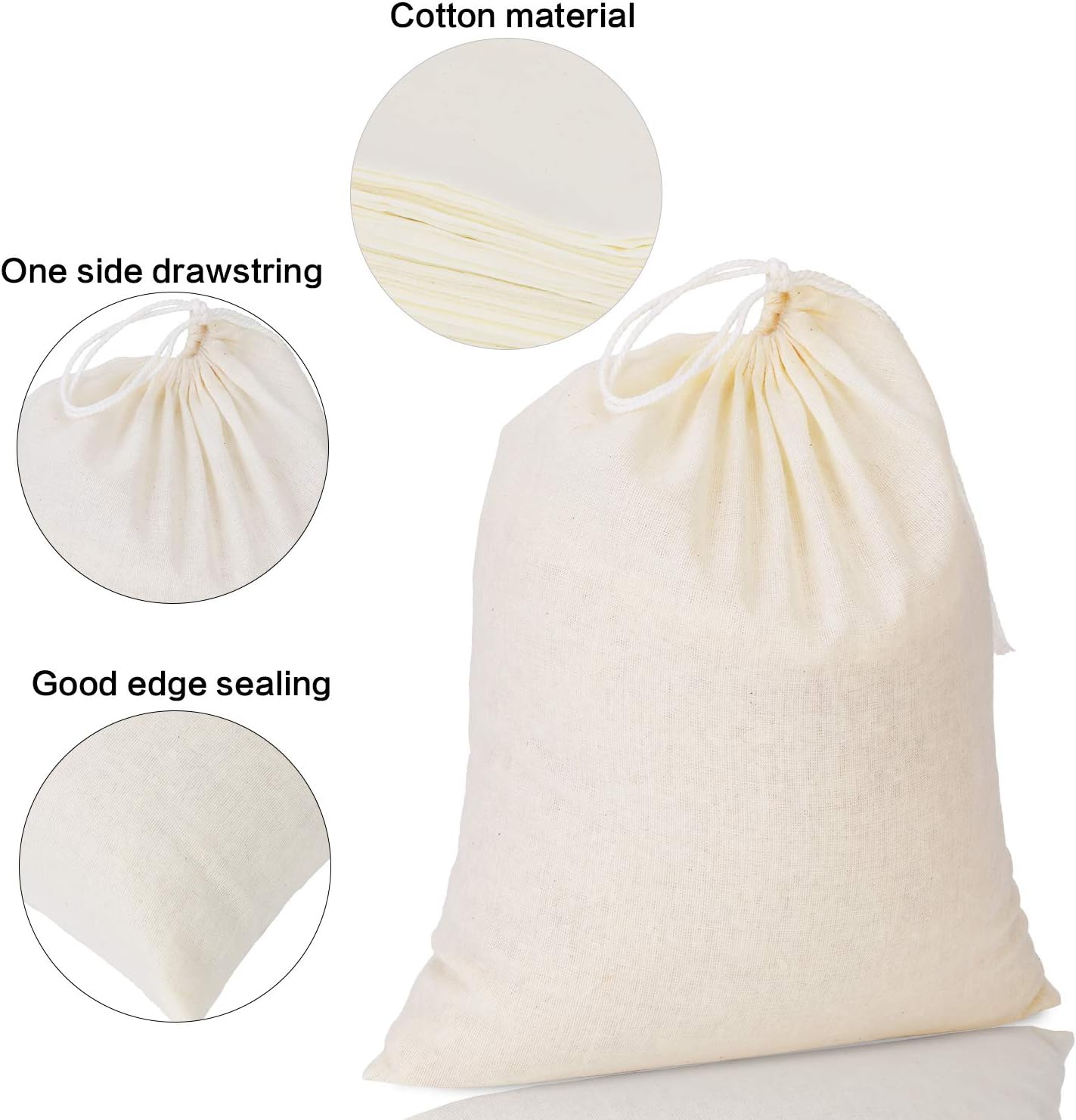Tatuo 50 Pieces 4 x 6 Inches Muslin Cotton Drawstring Bags Canvas Linen Sachet Bag Reusable Empty Gift Pouch for Party Home Supplies