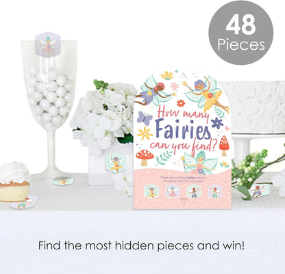 Big Dot of Happiness Let’s Be Fairies - Fairy Garden Birthday Party Scavenger Hunt - 1 Stand and 48 Game Pieces - Hide and Find Game