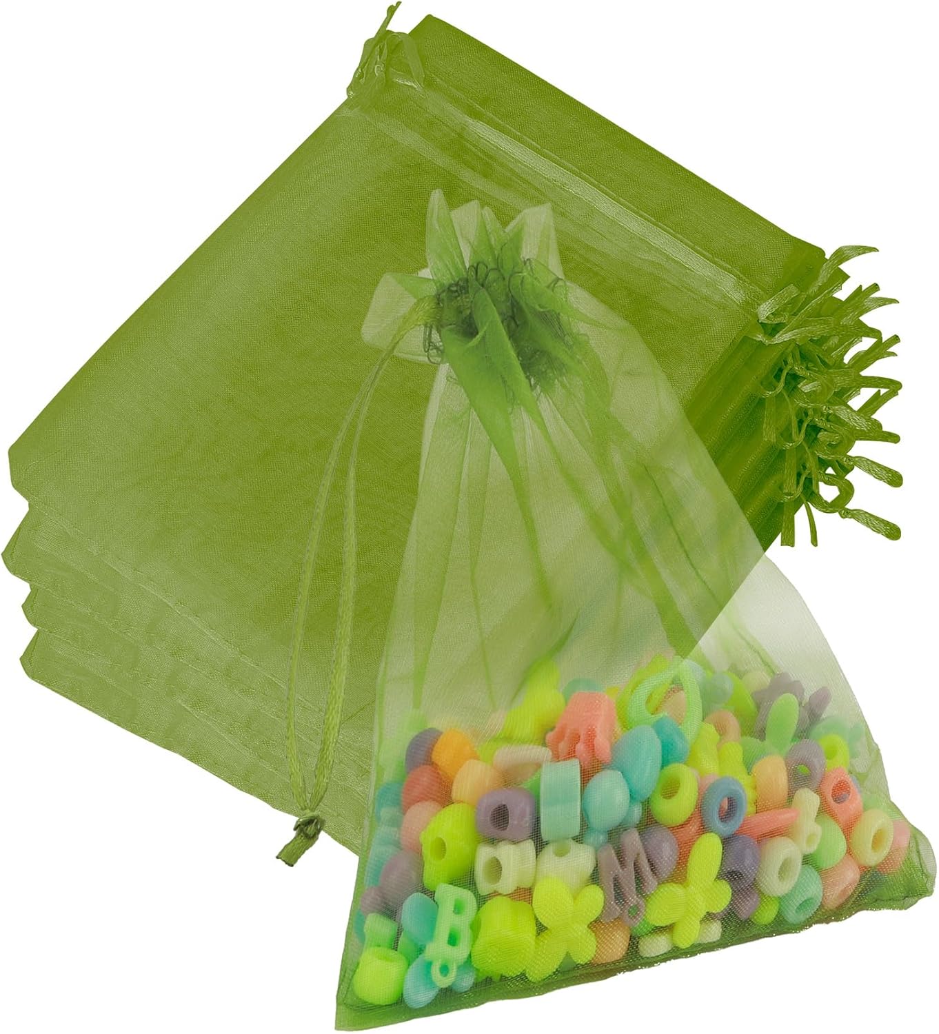 Organza Bags, Organza Bags 5 x 7 Inch, 50 Pcs White Sheer Party Favor Mesh Bag with Drawstring, Small Jewelry Gift Candy Bag for Wedding Christmas Birthday Halloween Graduation Party Favors Supplies