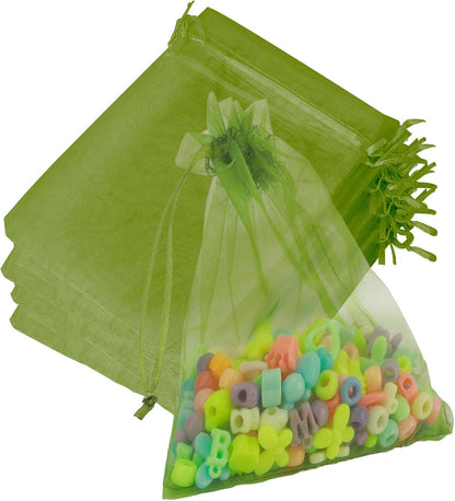 Organza Bags, Organza Bags 5 x 7 Inch, 50 Pcs White Sheer Party Favor Mesh Bag with Drawstring, Small Jewelry Gift Candy Bag for Wedding Christmas Birthday Halloween Graduation Party Favors Supplies