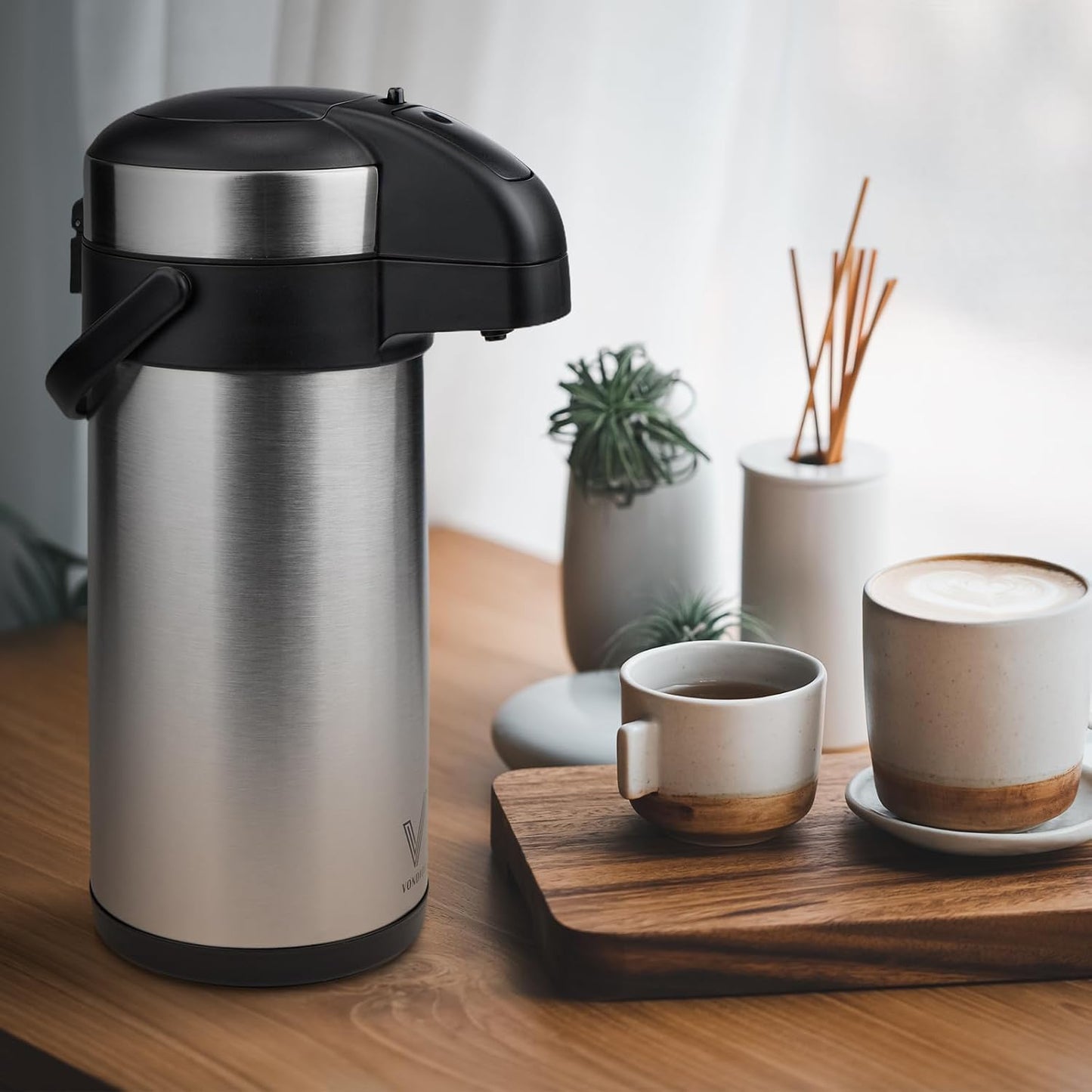 Coffee Carafe for Keeping Hot - 102oz/3L Airpot Coffee Dispenser with Pump - Insulated Stainless Steel Hot Beverage Dispenser for Parties - Thermal Carafe for Hot Drinks Water Tea Chocolate