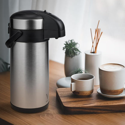 Coffee Carafe for Keeping Hot - 102oz/3L Airpot Coffee Dispenser with Pump - Insulated Stainless Steel Hot Beverage Dispenser for Parties - Thermal Carafe for Hot Drinks Water Tea Chocolate