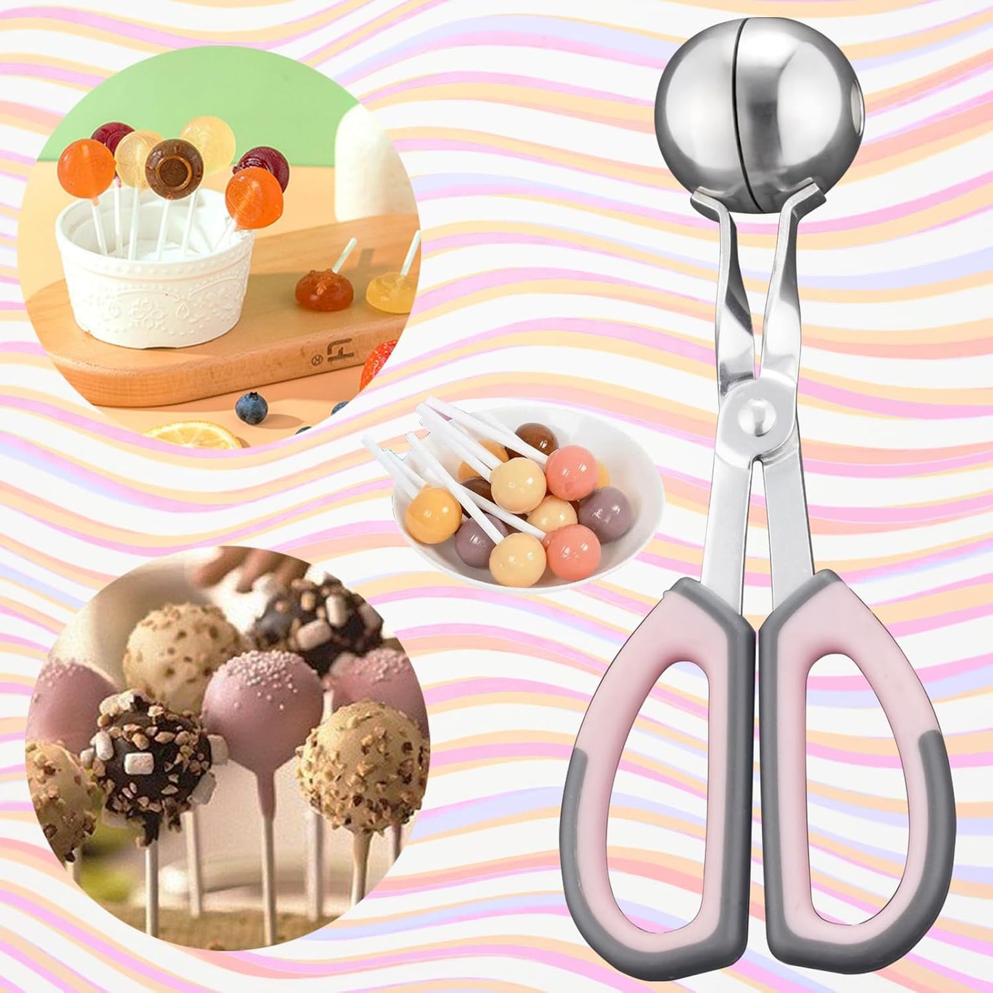 Lollipop Cake Pop Treat Bag Kit, Including 100Pcs Cake Pop Sticks, 100Pcs Parcel Bags, 100Pcs Twist Ties and 1 Cake Pop Mold, Cake Pop Maker Tools for Lollipops, Candies, Chocolates, Cookies