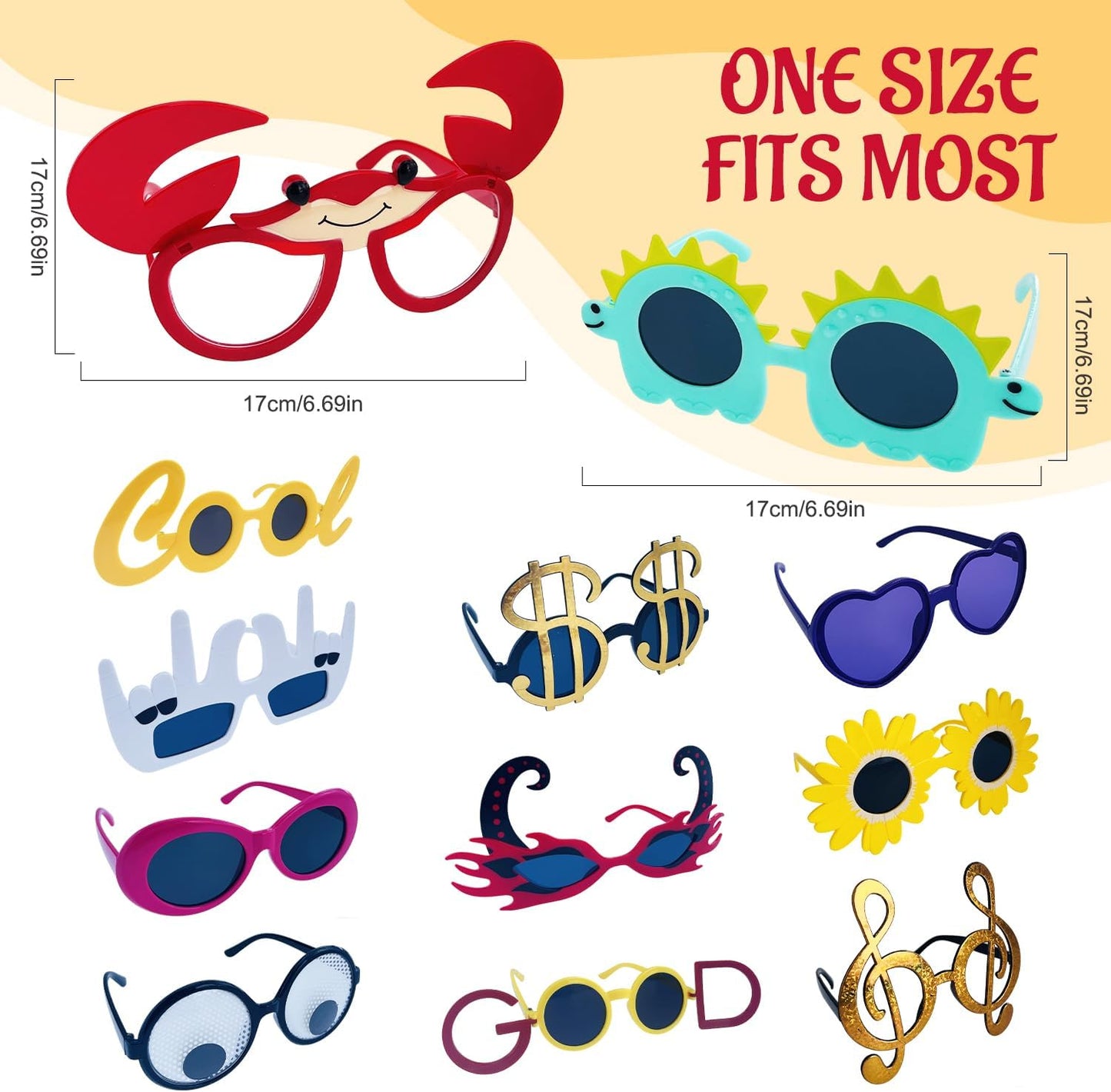 24 Funny Hats and Glasses For Photo Booth Props, 12 Assorted Crazy Party Hats, 12 Funny Party Sunglasses, Novelty Hat, Dress Up Costume Hat Accessories, Silly Hats & Novelty Glasses for Adults