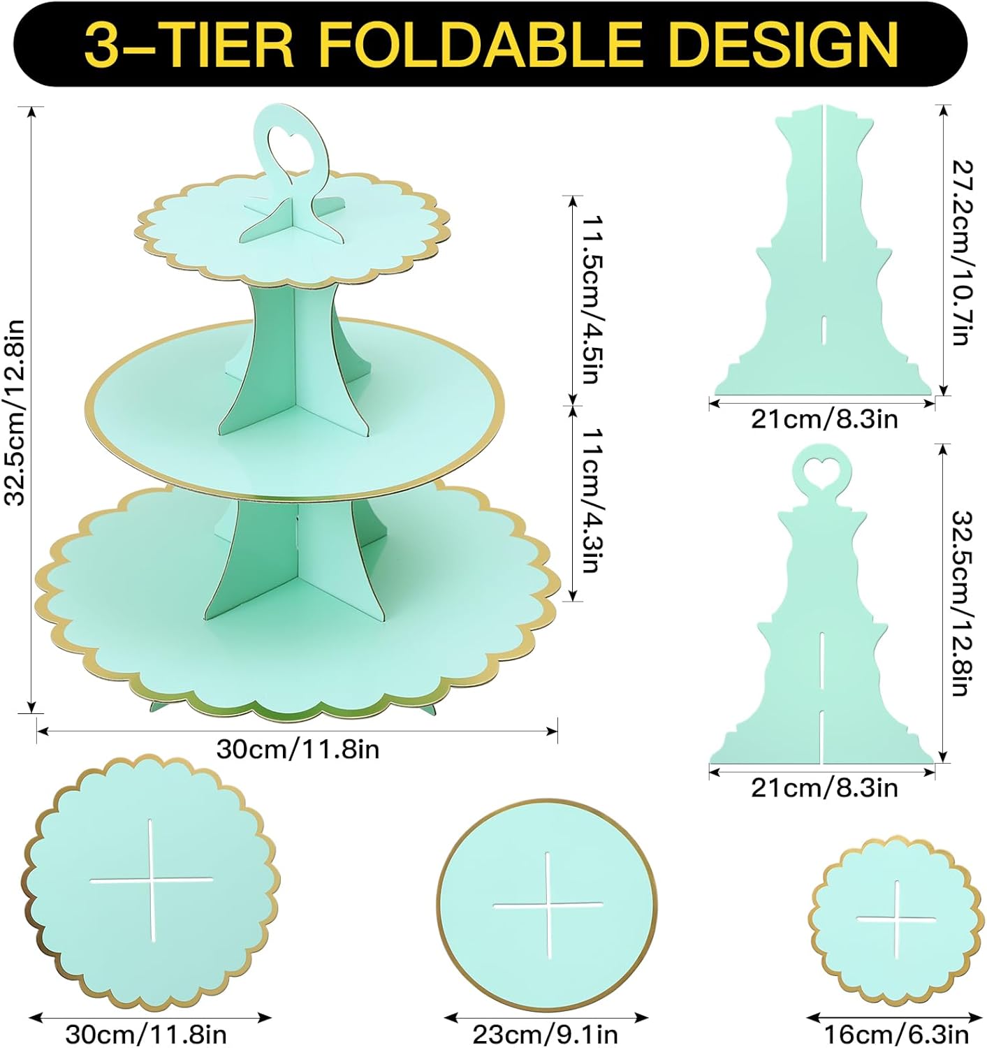 Soleebee 3-Tier Cupcake Stand, Cardboard Cupcake Tower, Cup Cake Stand Tower for Birthday Wedding Party Decoration, Cupcake Tier Stand Desserts Display 1 Set (Purple Gold)