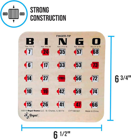 Regal Bingo Bulk Bingo Cards with Sliding Windows - Reusable Large Print Bingo Game Cards for Adults Large Group - 10 Pack, Green