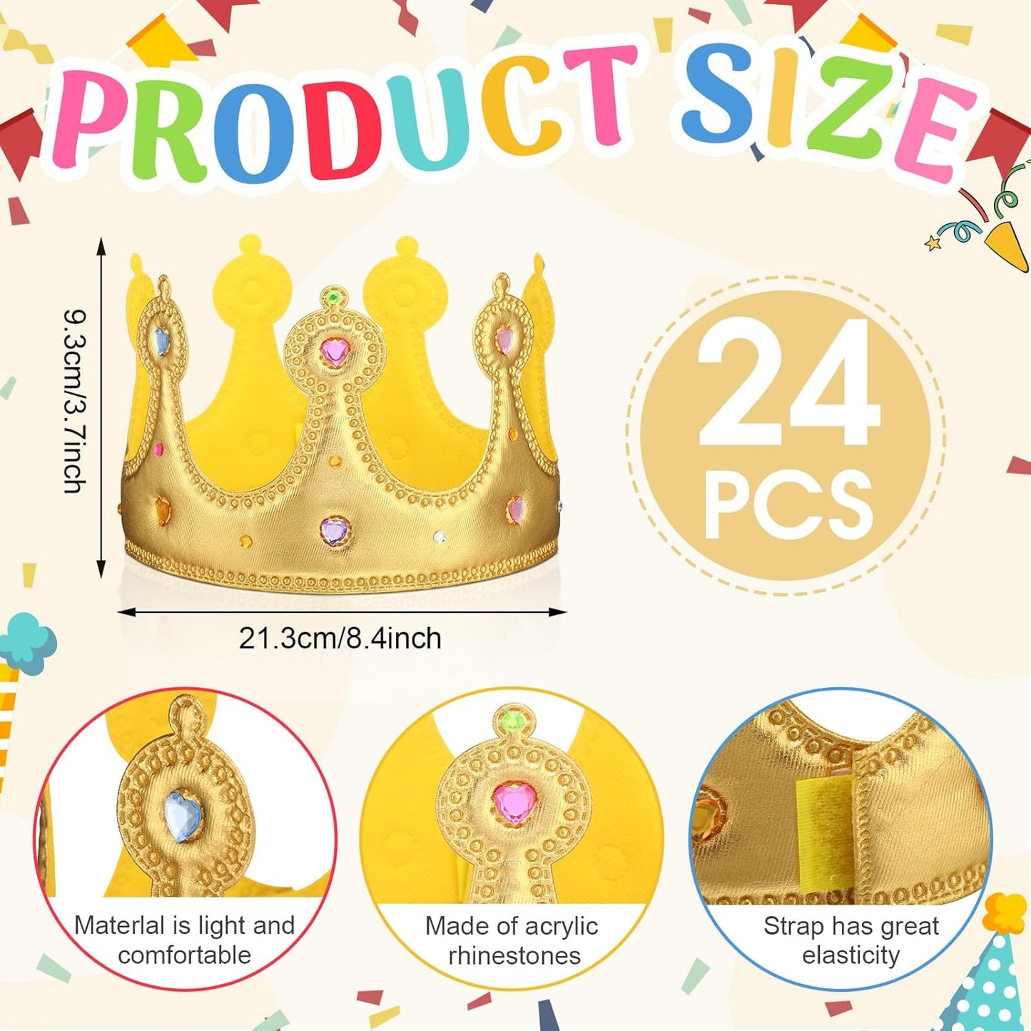 Yaomiao 44 Pcs Birthday Foam Crowns for Kids Princess Tiaras King Hat Bulk Diamond Sticker Kits for Crown Party Supplies