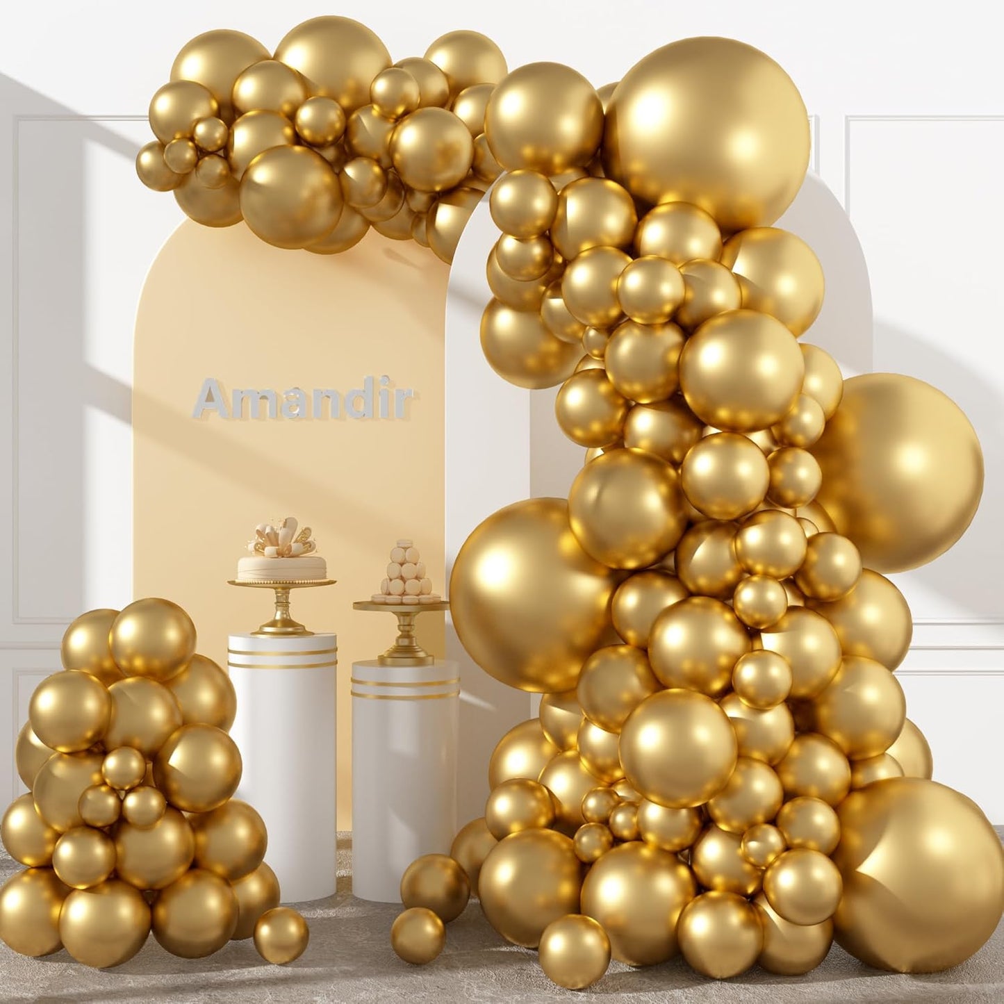 Amandir 153pcs White Sand Balloons Arch Garland Kit Different Sizes 18 12 10 5 Inch Cream Beige Sand White Latex Balloon for Birthday Boho Neutral Baby Shower Wedding Anniversary Party Decorations