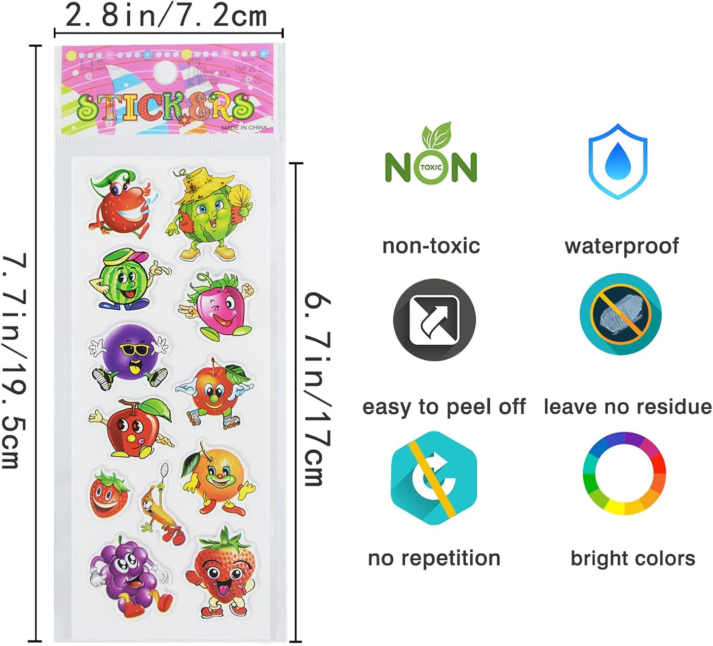 24 Sheets(500+) 3D Puffy Stickers for Toddlers Kids, Bulk Preschool Sticker Sheets for Reward, Craft, Scrapbooking Including Animal, Fruits, Dinosaurs, Fish and More